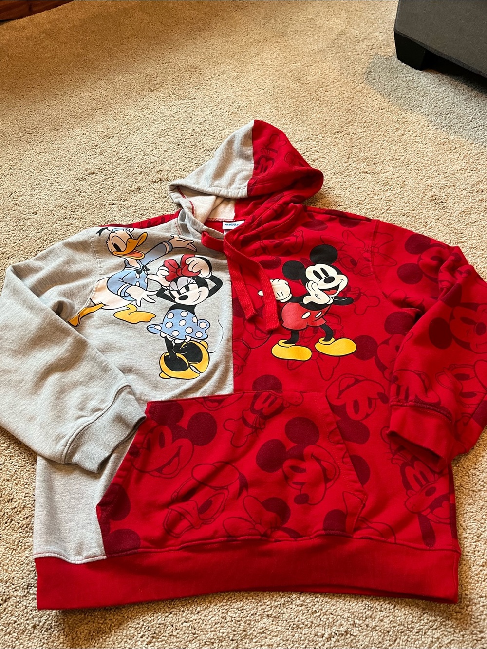 Disney Colorblock Red and Light Gray Mickey & Friends Hoodie